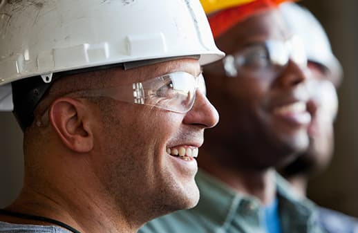 Workers with hard hats